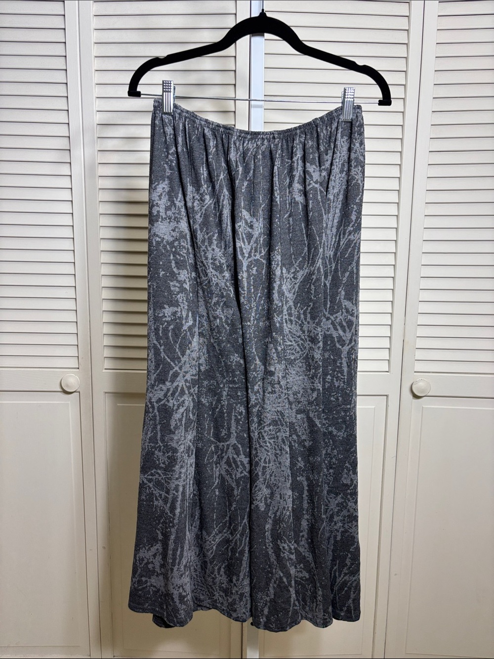 bryn Walker Gray Patterned Midi Knit Lagenlook Skirt Large